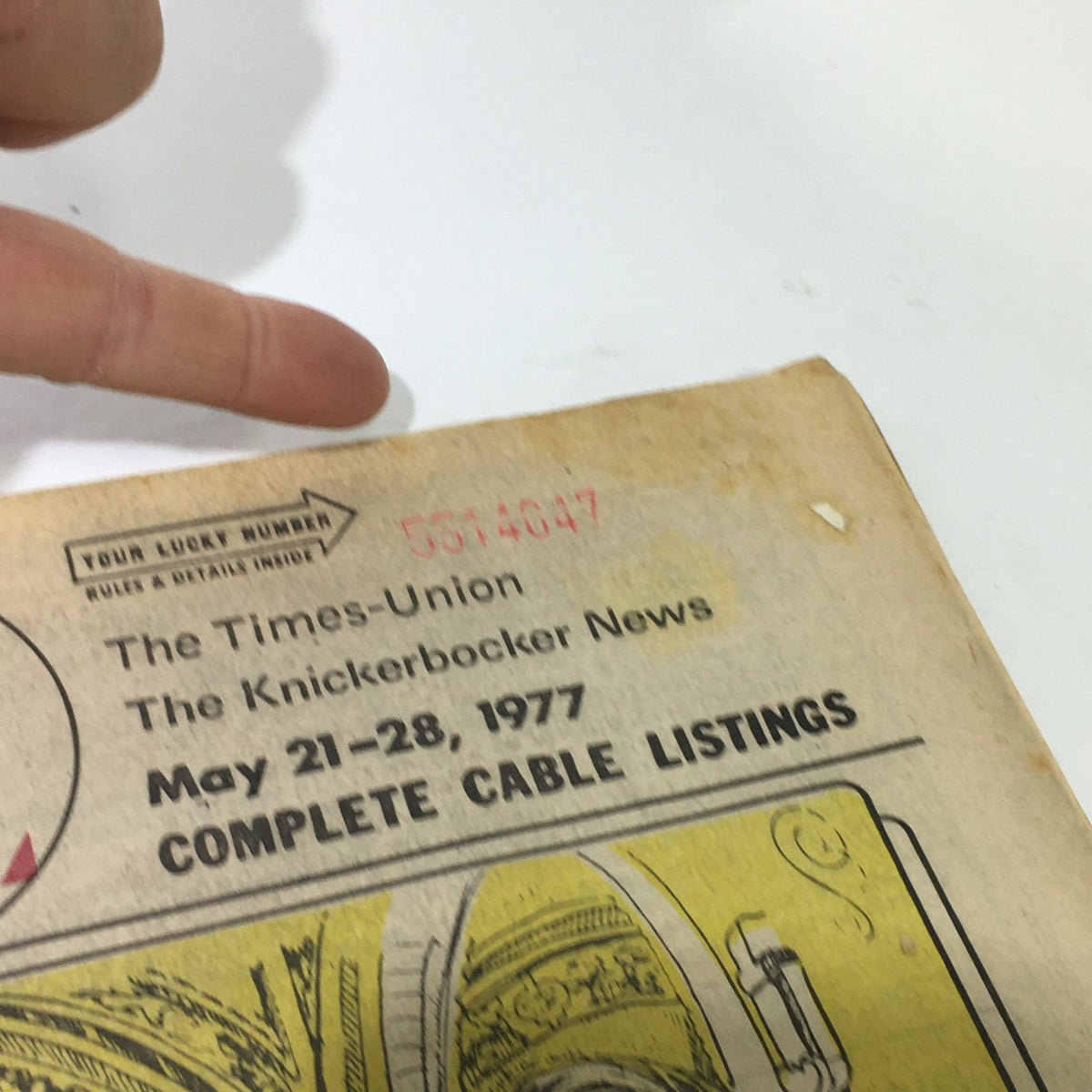 Close-up of the header section of the VTG TV Dial from The Knickerbocker News, highlighting the publication date May 21-28, 1977 and the title 'TV DIAL'.