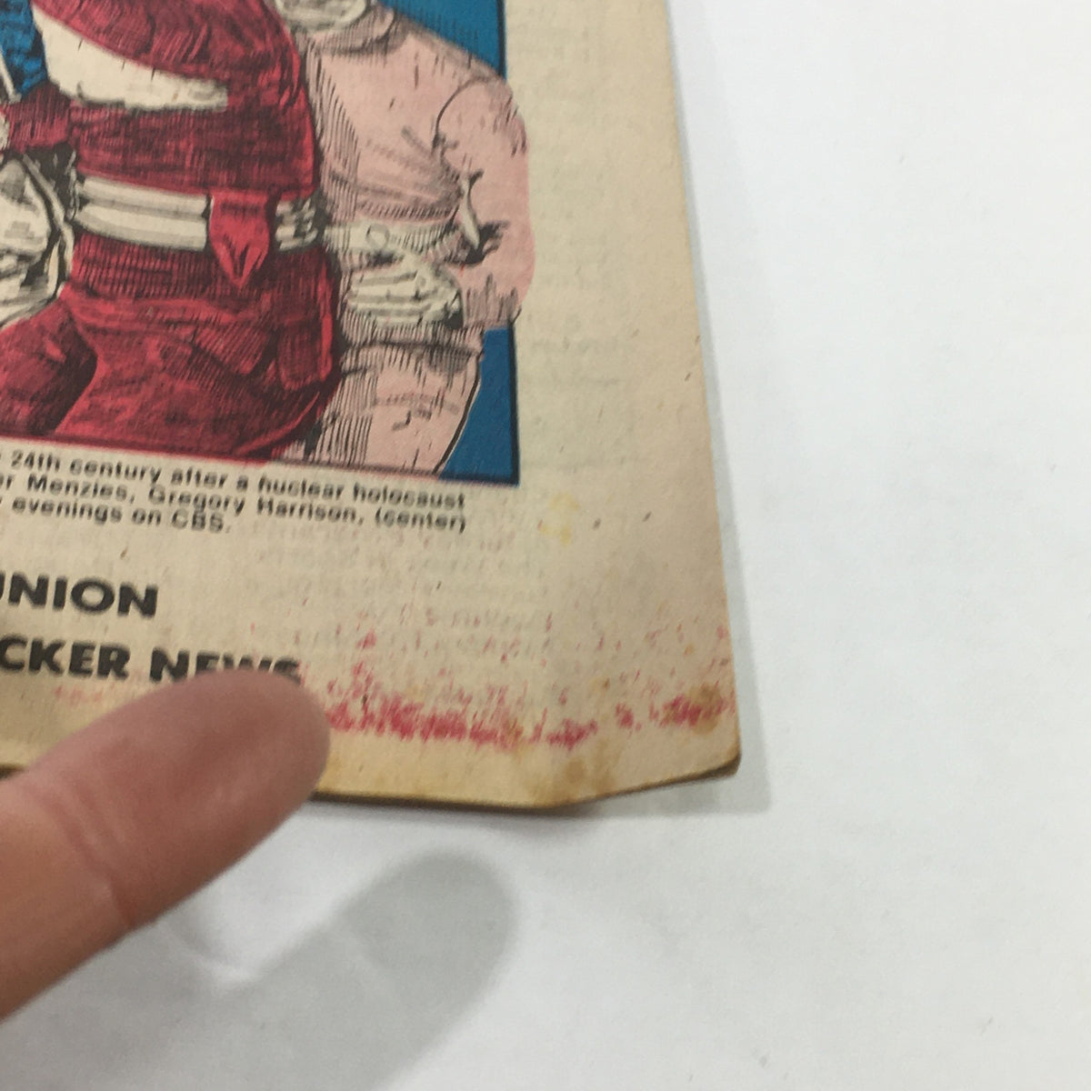 Close-up view of the cover of VTG TV Dial Complete Cable Listings from September 17-24, 1977, highlighting details of 'Logan's Run'. The image shows partial wear, emphasizing its vintage character and nostalgia for classic television.