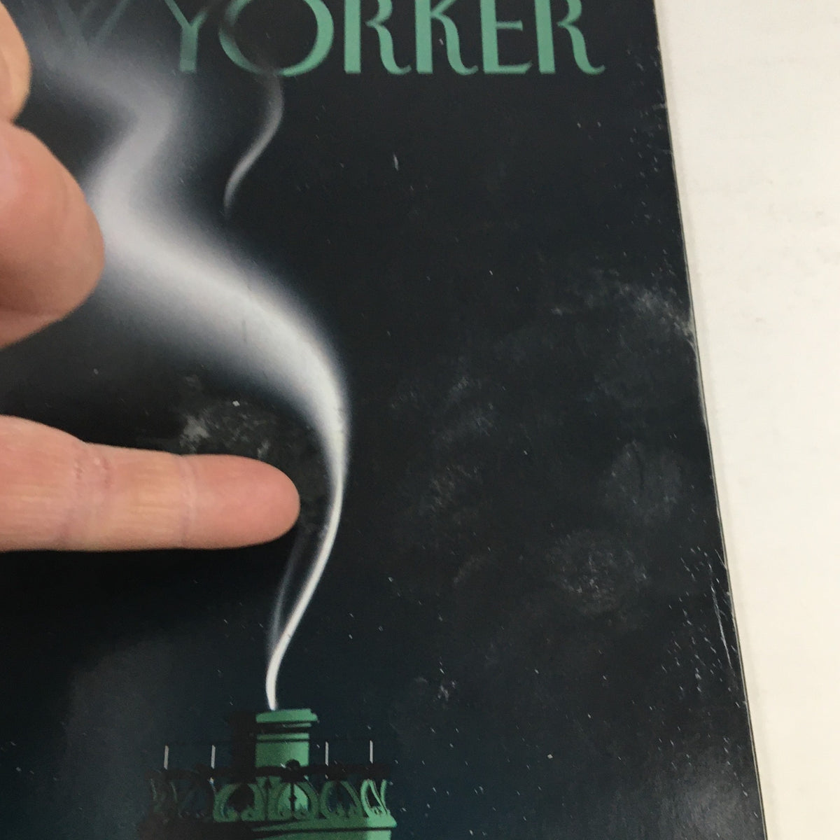 Close-up detail of The New Yorker Full Magazine February 13, 2017 cover, highlighting the 'Lady Liberty' illustration by John W. Tomac with smoke element.