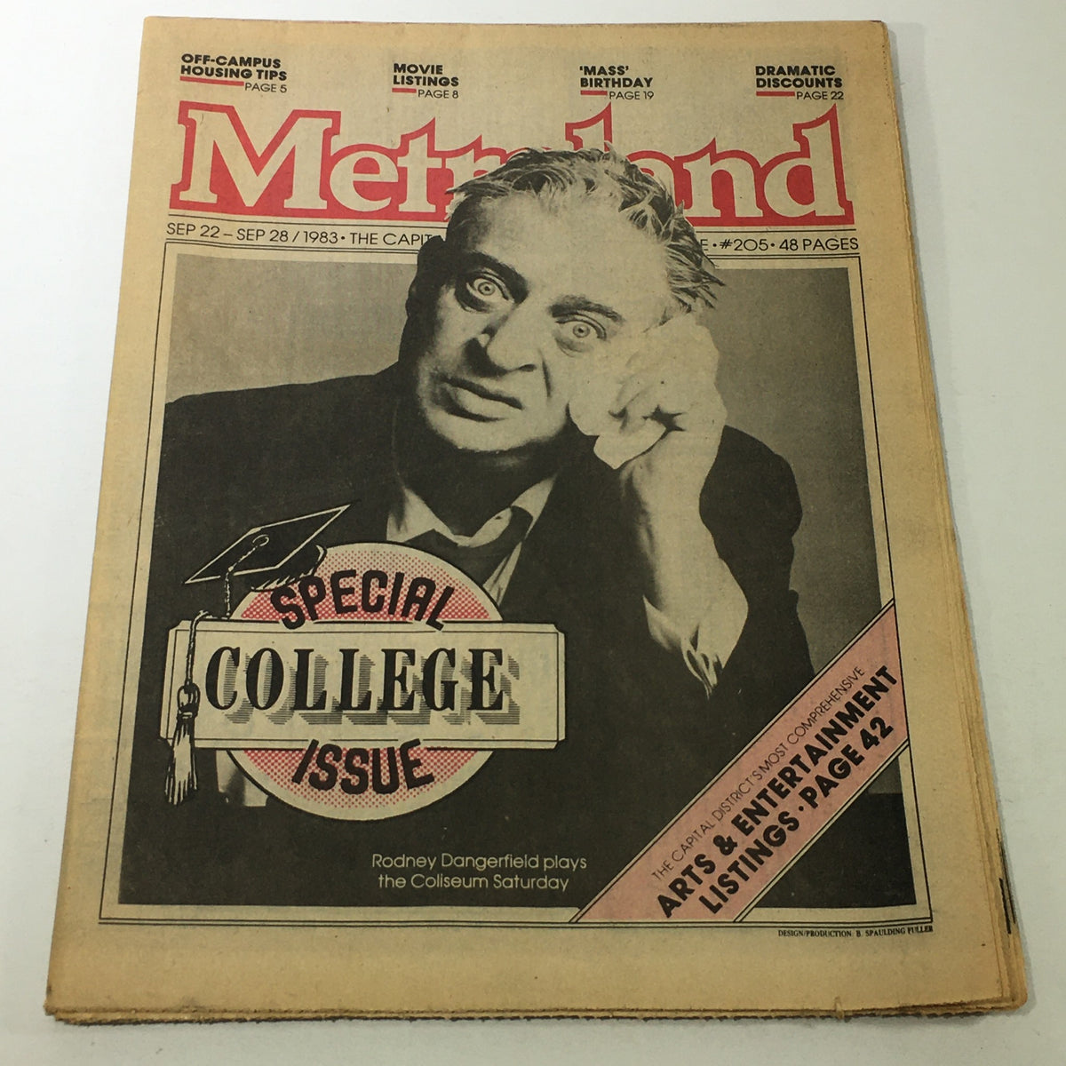 Cover of VTG Metroland College Issue Magazine from September 22-28, 1983 featuring Rodney Dangerfield with the headline 'Special College Issue'.
