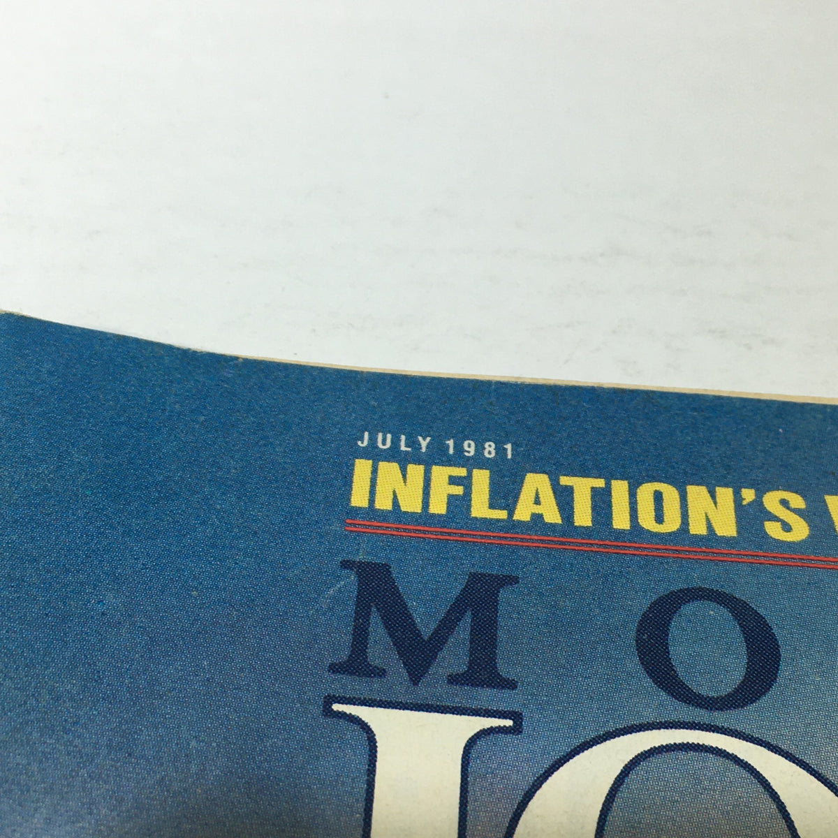 Close-up of the July 1981 Mother Jones magazine cover, featuring the title 'Inflation's Woe' with bold lettering, representing a vintage publication on environmental issues.
