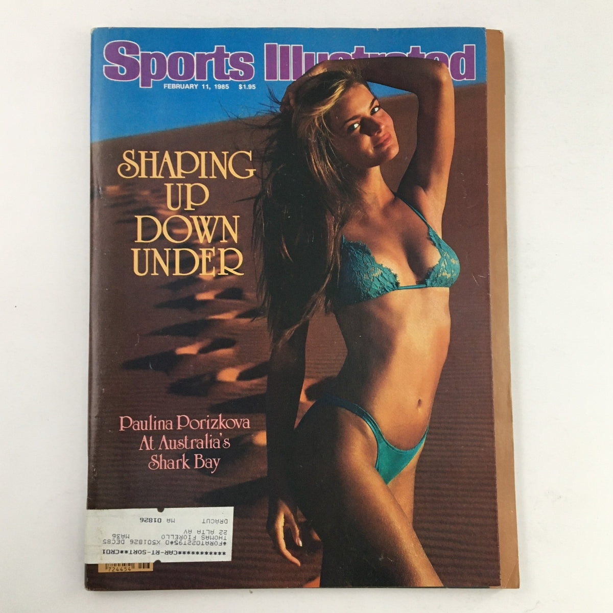 Cover of Sports Illustrated Swimsuit Issue dated February 11, 1985, featuring model Paulina Porizkova, showcasing 'Shaping Up Down Under' with an image taken in Australia's Shark Bay.