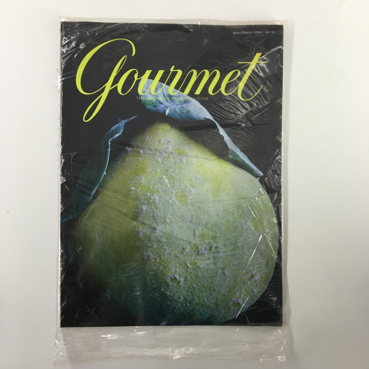 Gourmet Magazine September 2009 featuring Grilled Eggplant Parmigiana Heros, sealed in original plastic cover, showcasing vibrant photography and culinary artistry.