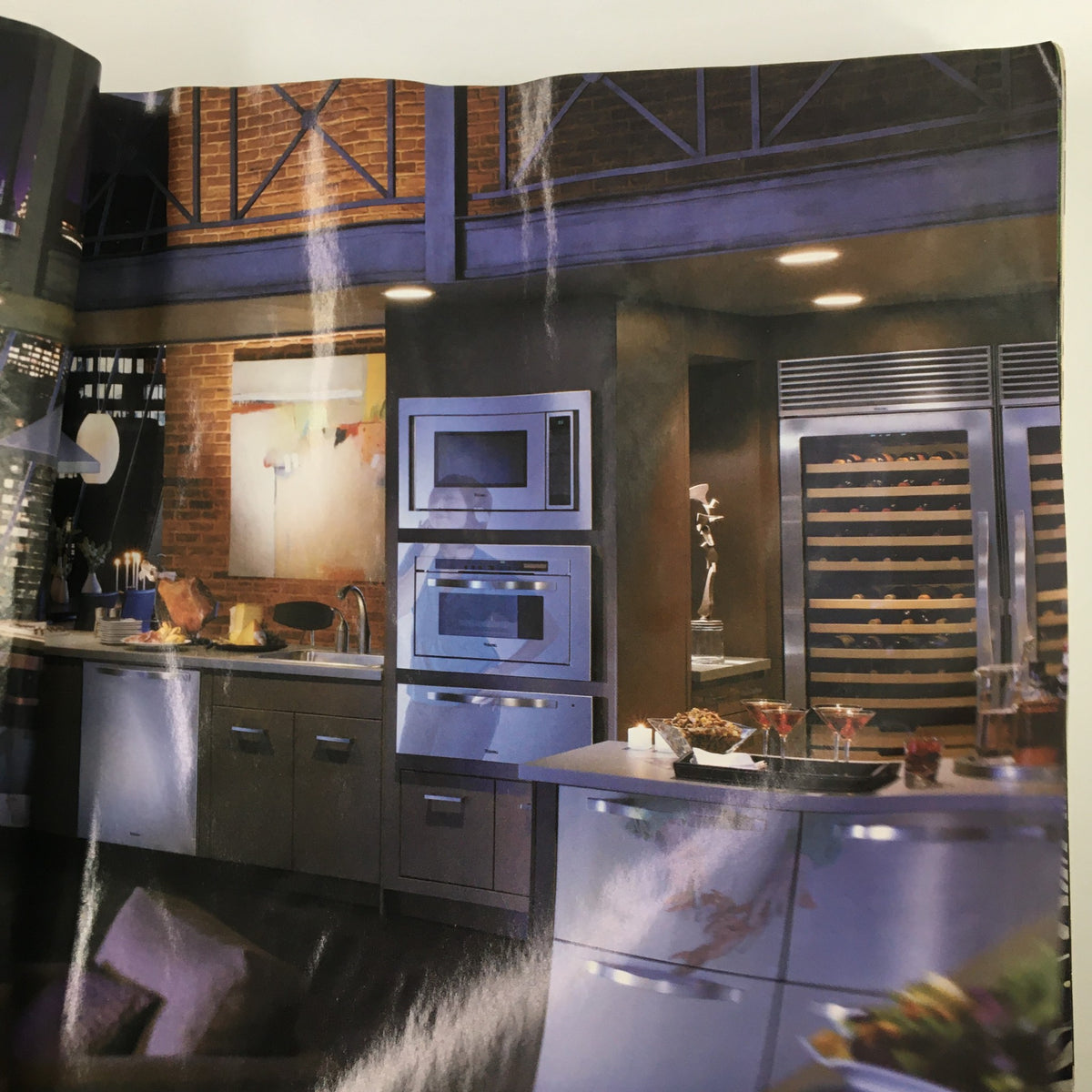 Interior view of a contemporary kitchen showcased in Gourmet Magazine April 2008, featuring modern cabinetry and appliances.