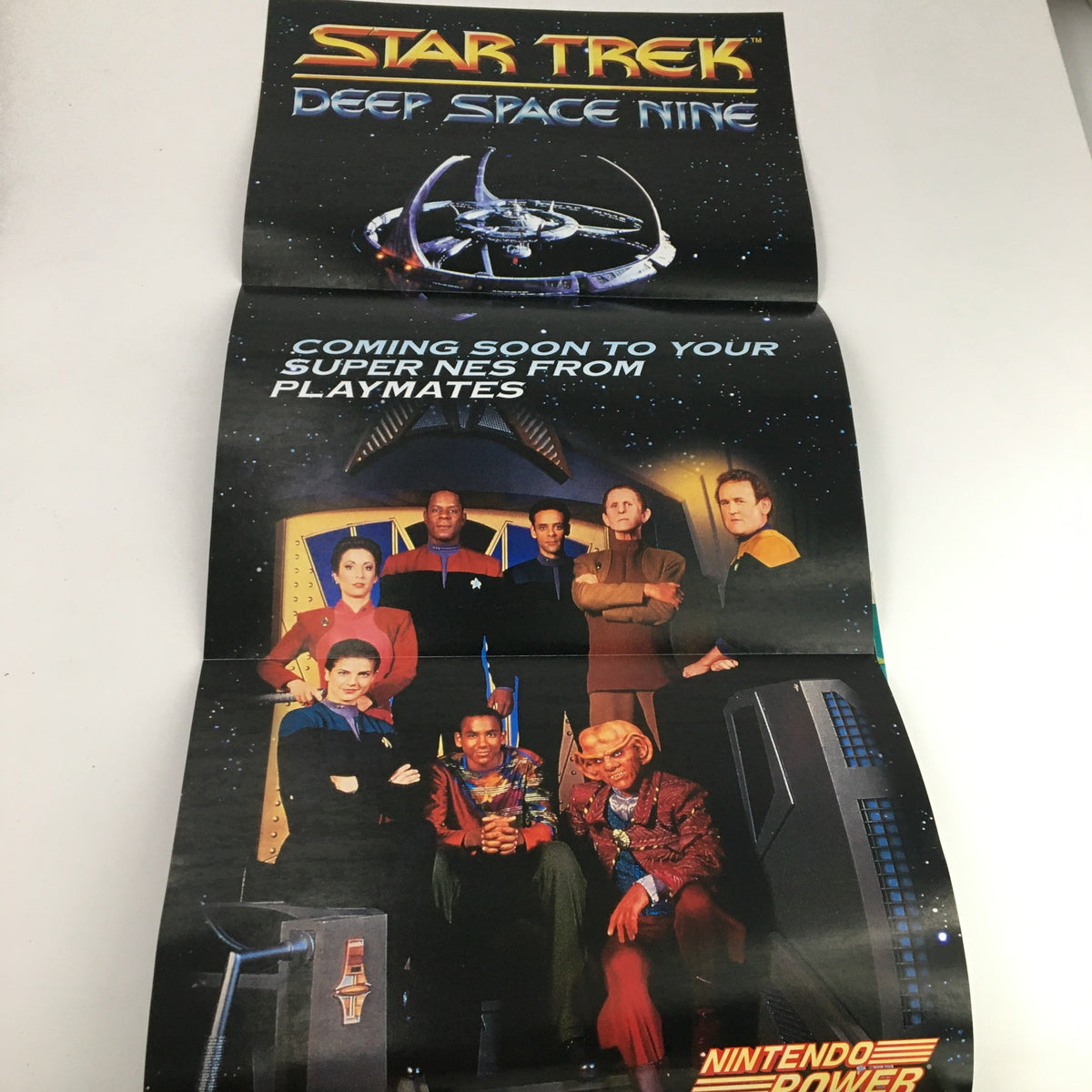 Fold-out poster from Nintendo Power Magazine March 1995 Vol 70 featuring Star Trek: Deep Space Nine coming soon for Super NES.