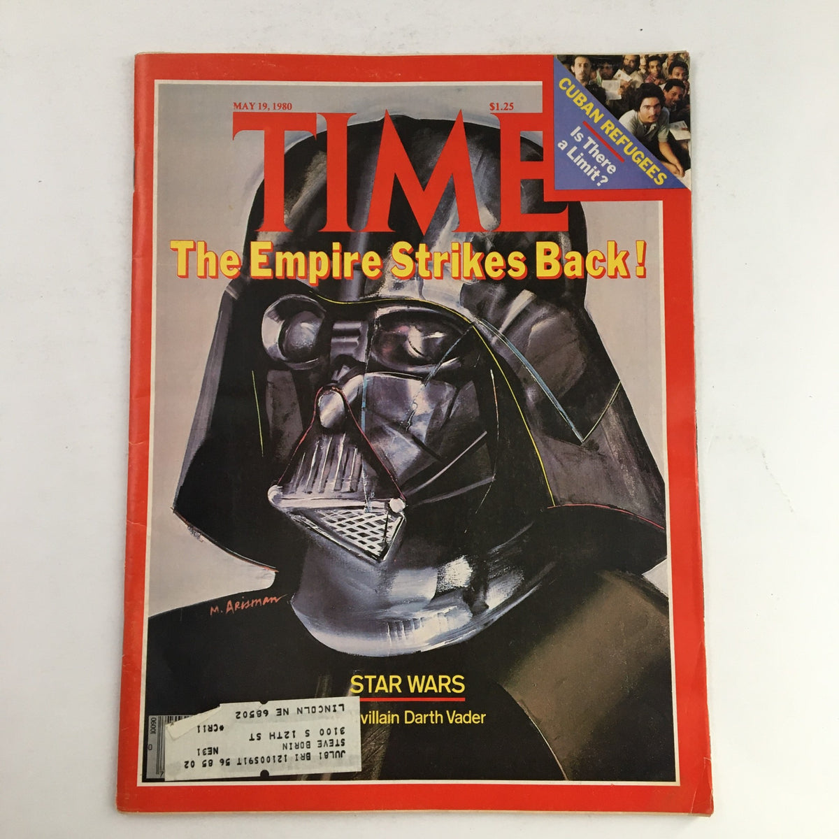 Time Magazine cover from May 19, 1980 featuring Darth Vader as the villain from Star Wars with the headline 'The Empire Strikes Back!' and a section about Cuban refugees.