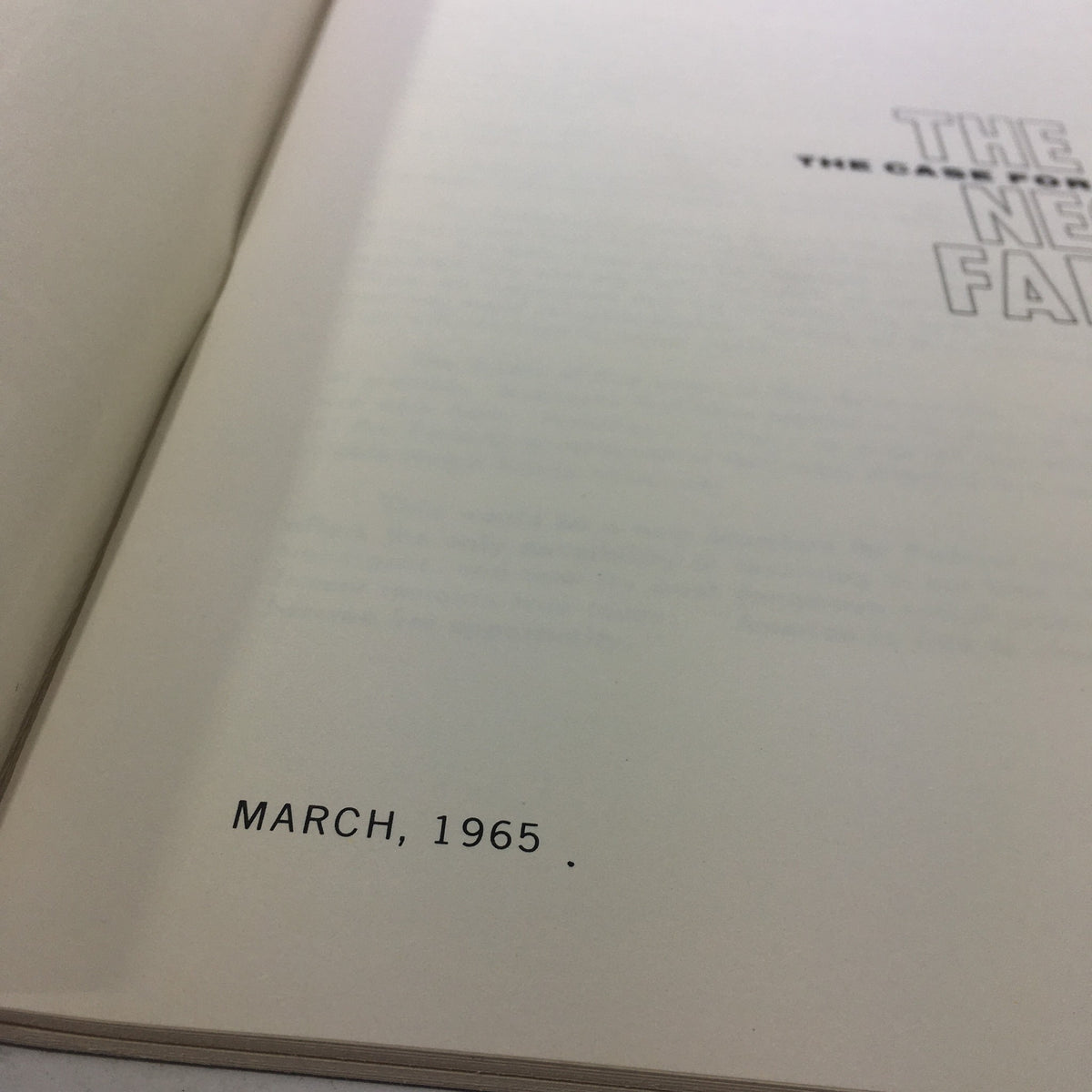 Close-up of an interior page from 'VTG The Case For National Action: March 1965' magazine displaying the date 'March, 1965.' This date signifies the historical context of the civil rights movement.