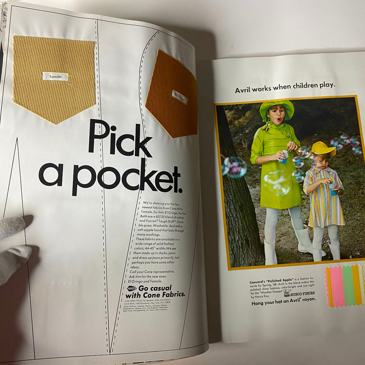 Promotional page from the 1967 American Fabrics No. 77 Fall-Winter Catalog inviting readers to explore fabric choices and innovations in the textile industry.