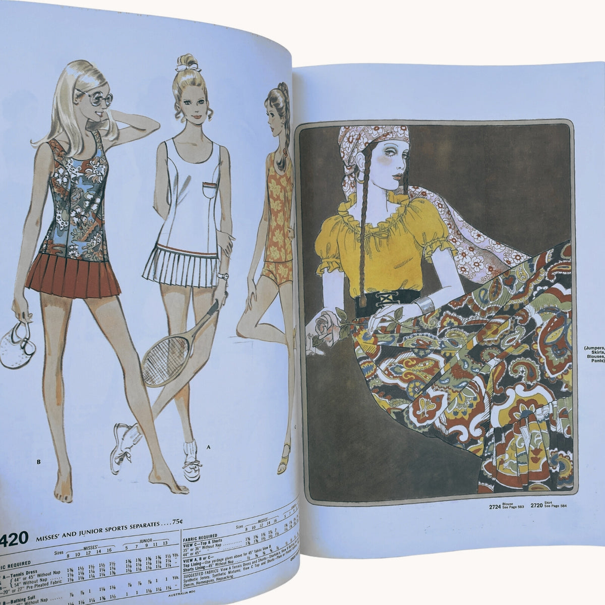 Sport and summer styles featured in the 1971 March McCall's Catalog, highlighting 1970s fashion aesthetics in playful designs.