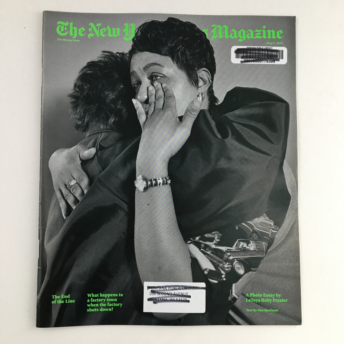 Cover of The New York Times Magazine dated May 5, 2019, featuring a powerful photo essay by LaToya Ruby Frazier, depicting emotive imagery that reflects significant social themes.