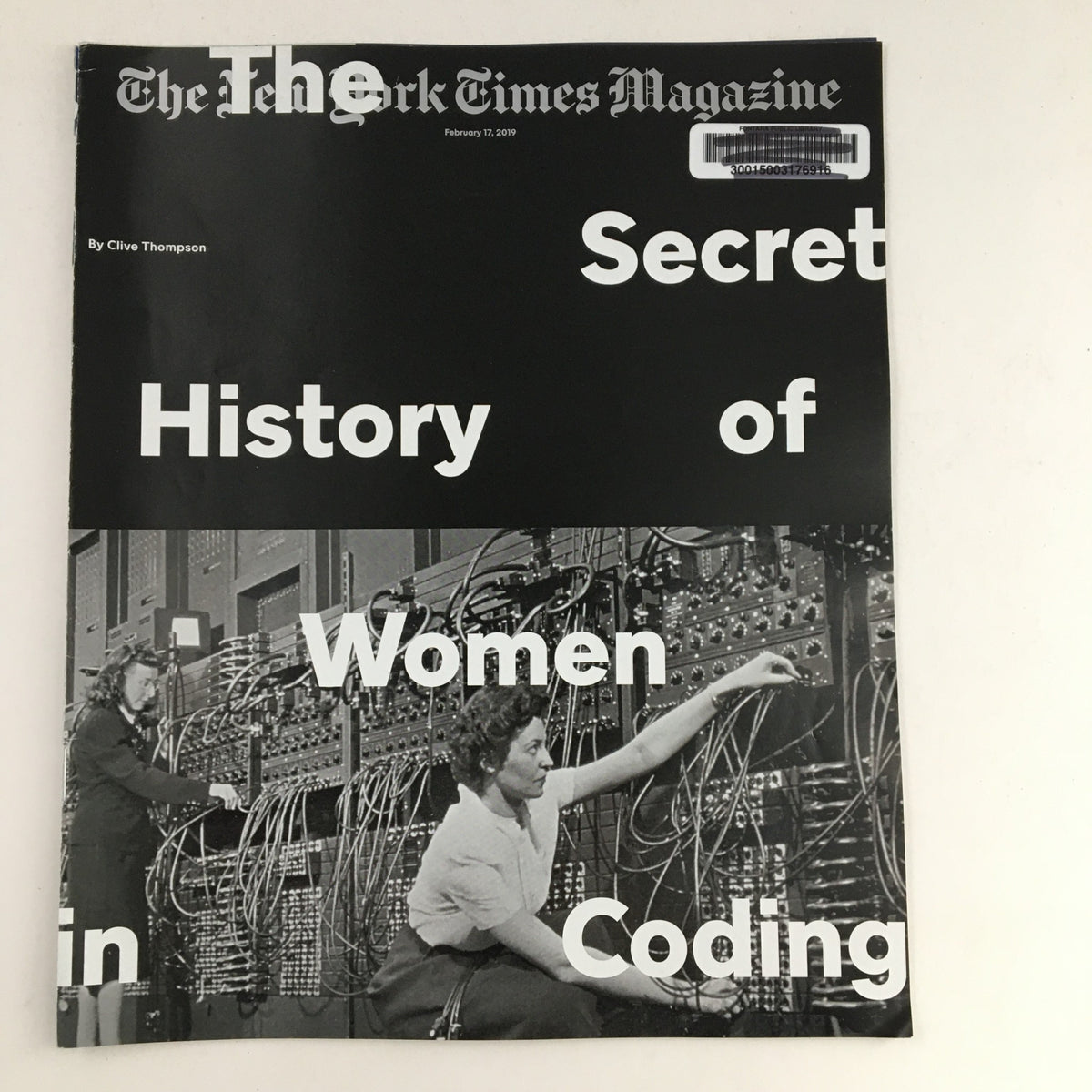 The New York Times Magazine February 17, 2019 cover showcasing the article 'Secret History of Women in Coding,' featuring women engaged with early computing technology.