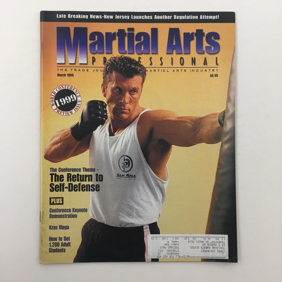 Cover of Martial Arts Professional Magazine March 1999 issue titled The Return to Self-Defense featuring a man in a martial arts pose with a focus on self-defense techniques.