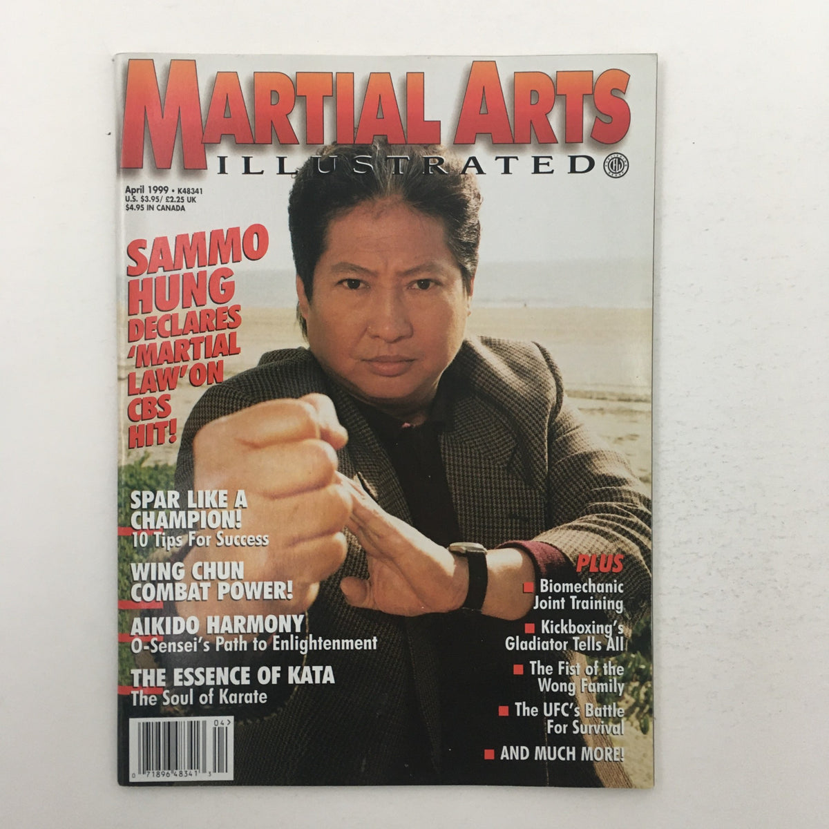 Cover of Martial Arts Illustrated Magazine April 1999 featuring Sammo Hung, highlighting martial arts techniques, interviews, and cultural insights.