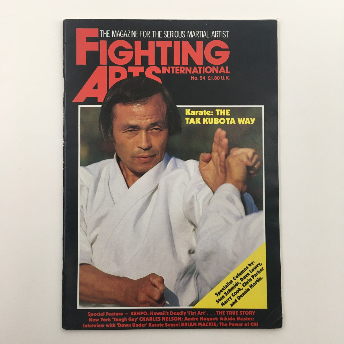 Fighting Arts International Magazine No. 54 featuring Master Takayuki Kubota, showcasing martial arts techniques and philosophy with an iconic cover image of Master Kubota in action.
