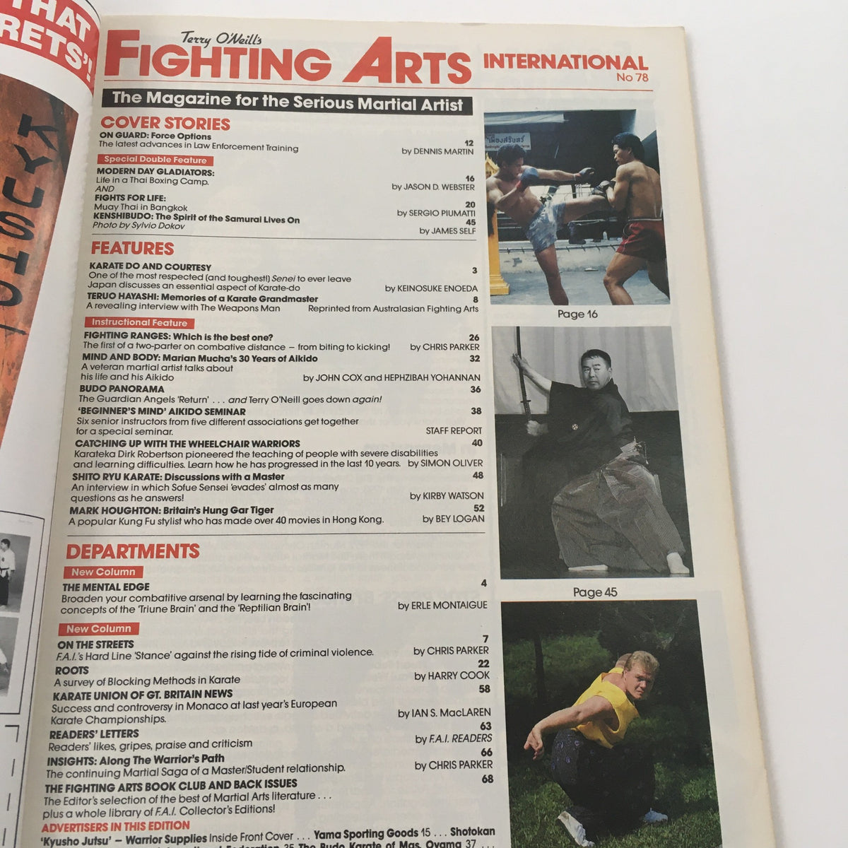 Fighting Arts International Magazine No. 78 featuring articles on martial arts, training tips, and techniques, including images of martial artists in action, designed for serious martial artists.