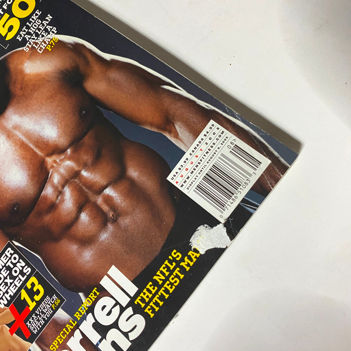 Close-up of Men's Health Magazine August 2005 with Terrell Owens, highlighting the magazine's detailed cover design.