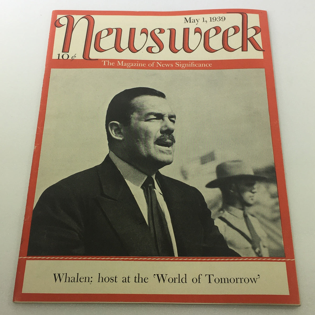 Cover of Newsweek Magazine, May 1, 1939, featuring Whalen as host at the 'World of Tomorrow