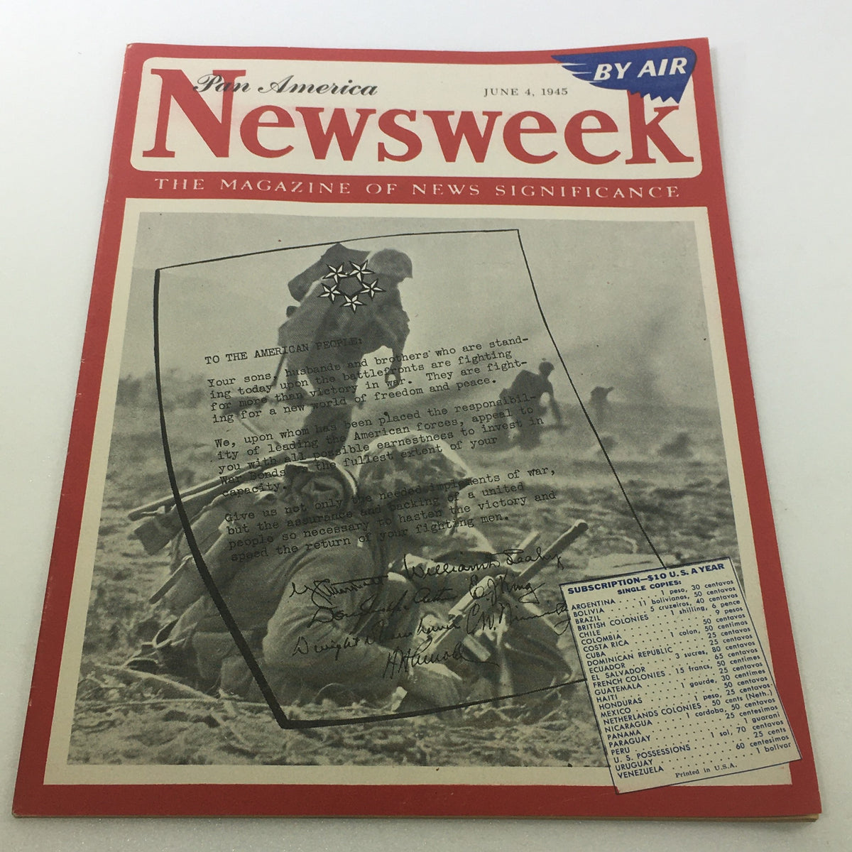 Newsweek Magazine June 4 1945 - World War II Era Letter