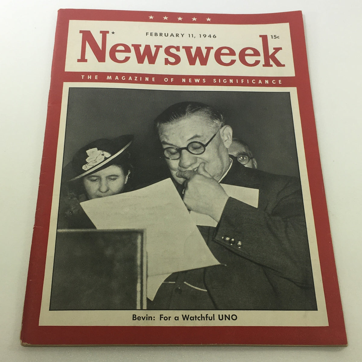 Vintage Newsweek Magazine February 11 1946 - Ernest Bevin: Watchful UNO No Label