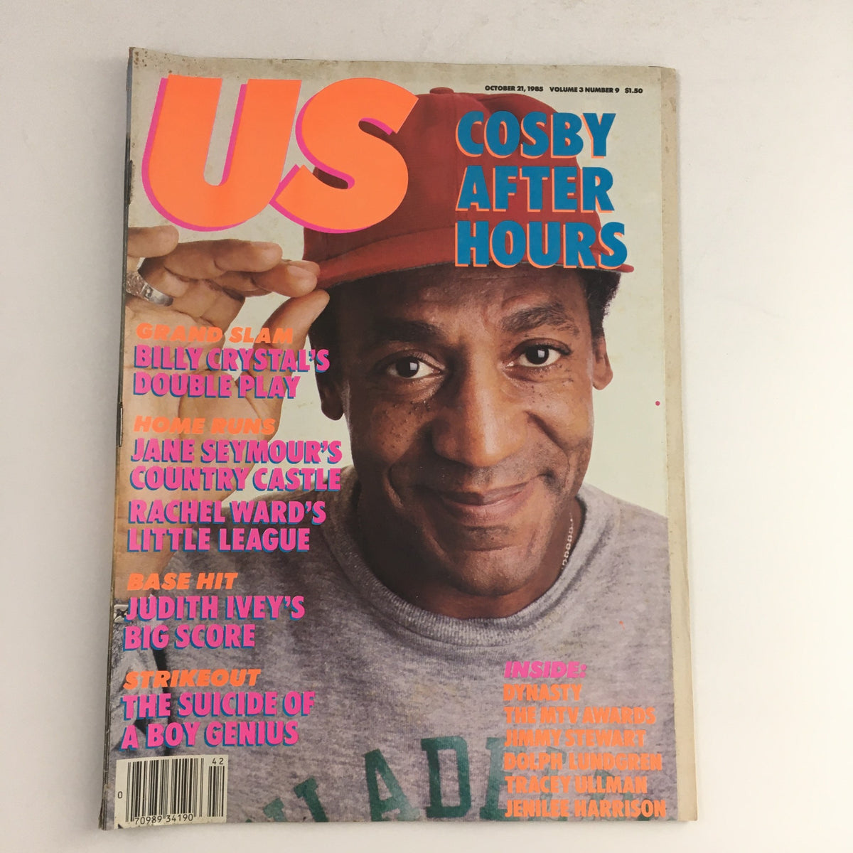 Cover of US Magazine Vol 3 #9, dated October 21, 1985, featuring actor Bill Cosby smiling, with headlines about Billy Crystal and other entertainment topics.