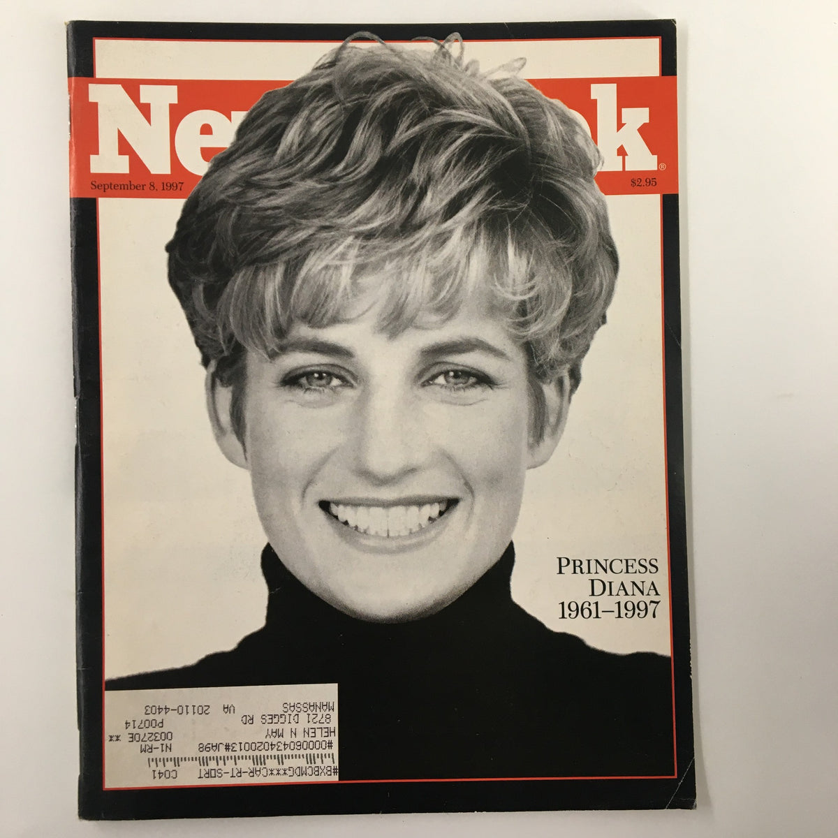 Cover of Newsweek Magazine dated September 8, 1997, featuring a tribute to Princess Diana (1961-1997) with a portrait of her smiling.