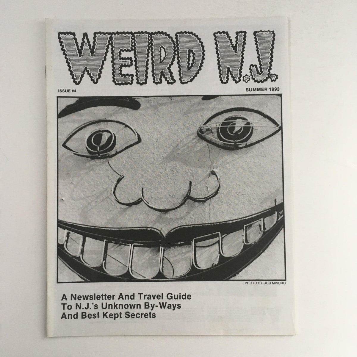 Cover of Weird N.J. Magazine Summer 1993 Issue #4 featuring a quirky illustration and the title 'A Newsletter And Travel Guide To N.J.'s Unknown By-Ways And Best Kept Secrets'.