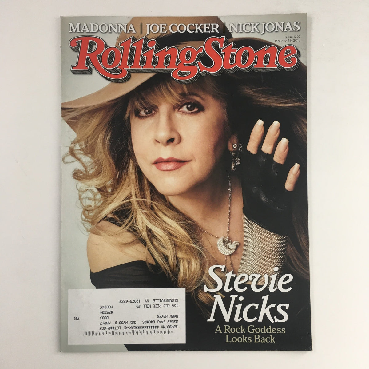 Rolling Stone Magazine January 29 2015 featuring Rock Goddess Stevie Nicks on the cover. A vintage magazine showcasing Stevie Nicks's iconic style and influence in rock music.