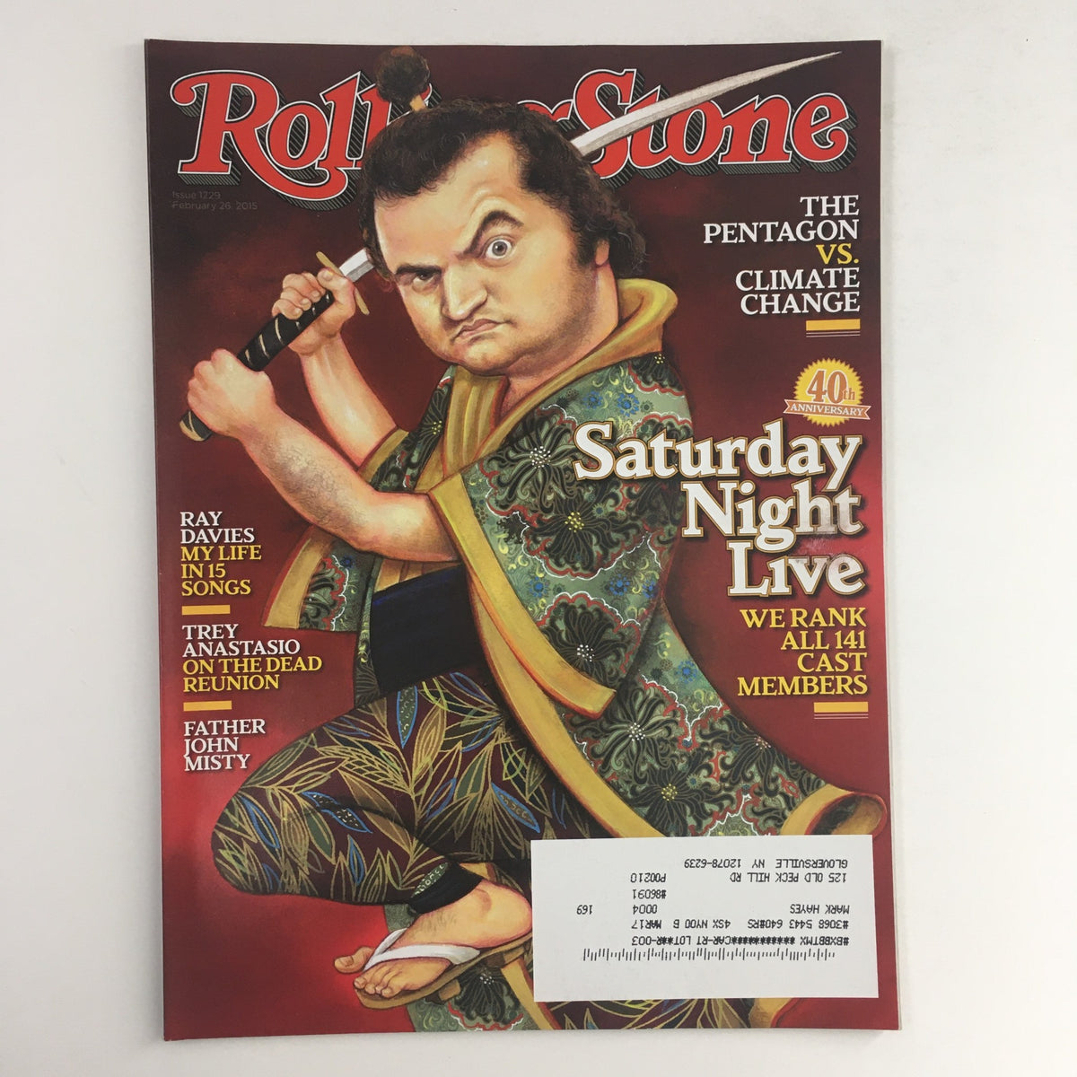 Rolling Stone Magazine cover from February 26, 2015 featuring Ray Davies, Trey Anastasio, and John Misty, highlighting music history and culture with an engaging illustration.