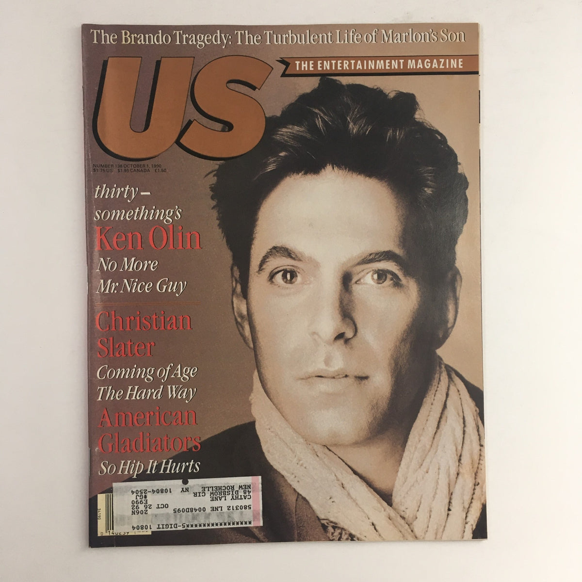 US Magazine #138 October 1, 1990 cover featuring Ken Olin as No More Mr. Nice Guy and Christian Slater, showcasing entertainment highlights from the early '90s.