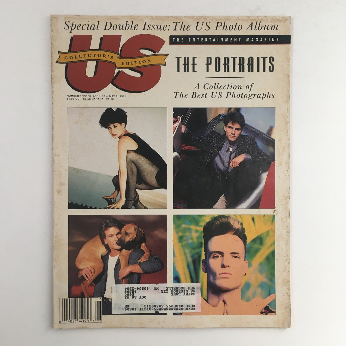 Cover of US Magazine #152 April 18 1991 showcasing portraits of Demi Moore, Tom Cruise, Patrick Swayze, and others, reflecting early '90s celebrity culture.