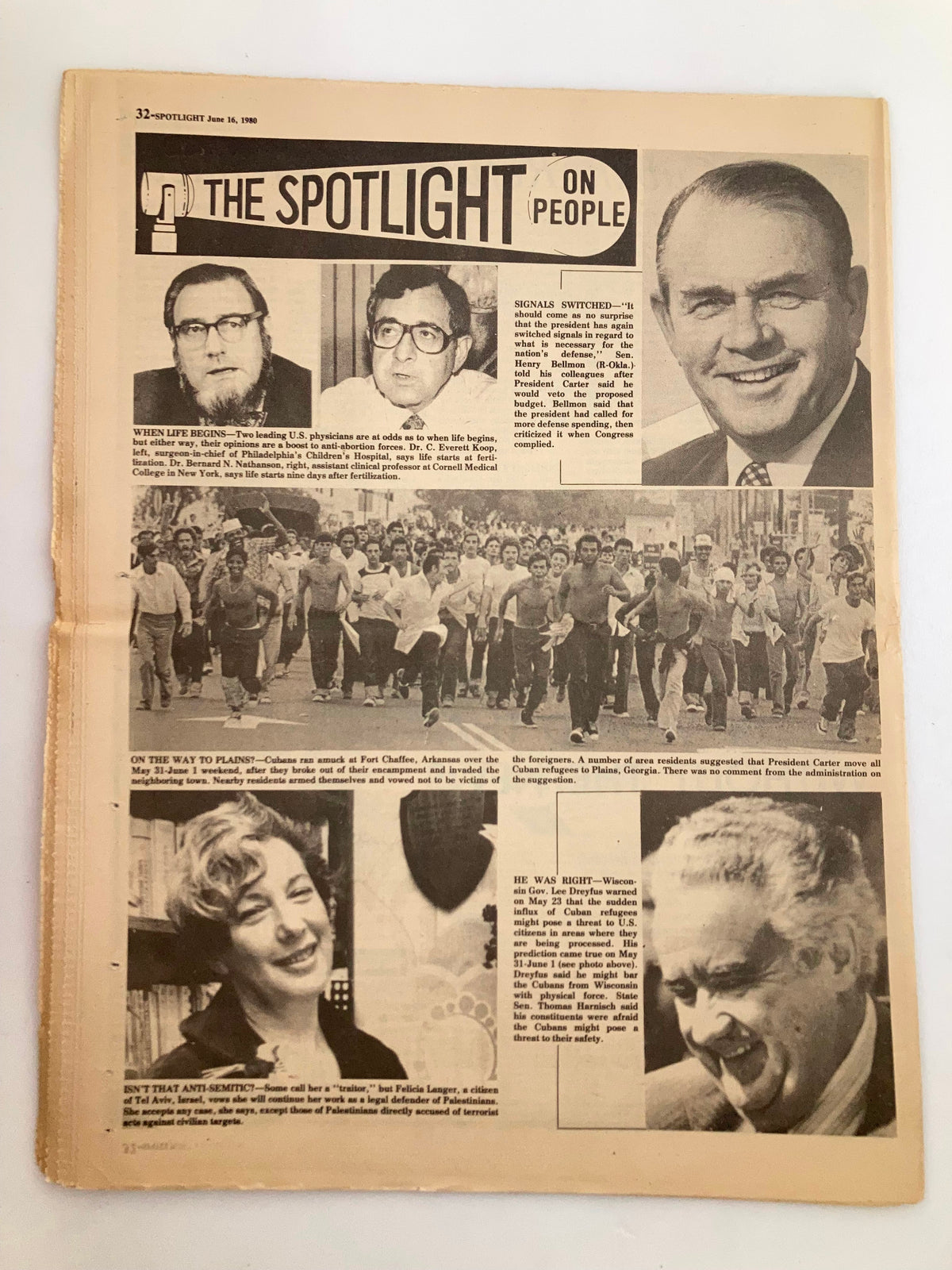 Inside pages of The Spotlight Newspaper June 16 1980 Vol 6 #24. This issue includes human interest stories and features prominent figures discussing societal topics, reflecting the events and sentiments of the era.