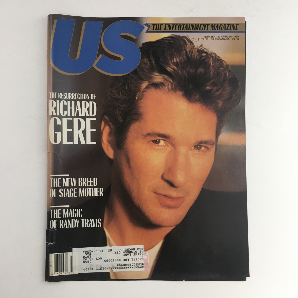 Cover of US Magazine #127 from April 30, 1990, featuring Richard Gere. The cover story discusses 'The Resurrection of Richard Gere & Randy Davis' alongside other headlines.