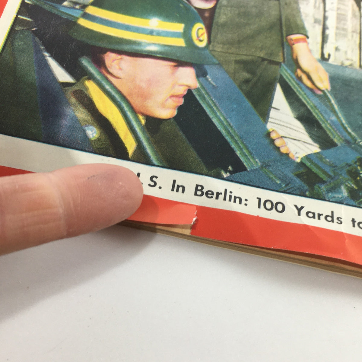 Close-up of VTG Newsweek Magazine December 13 1948 highlighting the U.S. Army in Berlin with detailed graphics and a worn corner, reflecting its vintage condition.