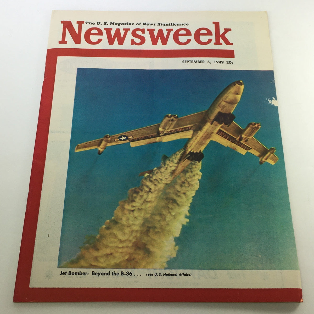 VTG Newsweek Magazine September 5 1949 featuring a Jet Bomber on the cover, showcasing a historic aviation theme.