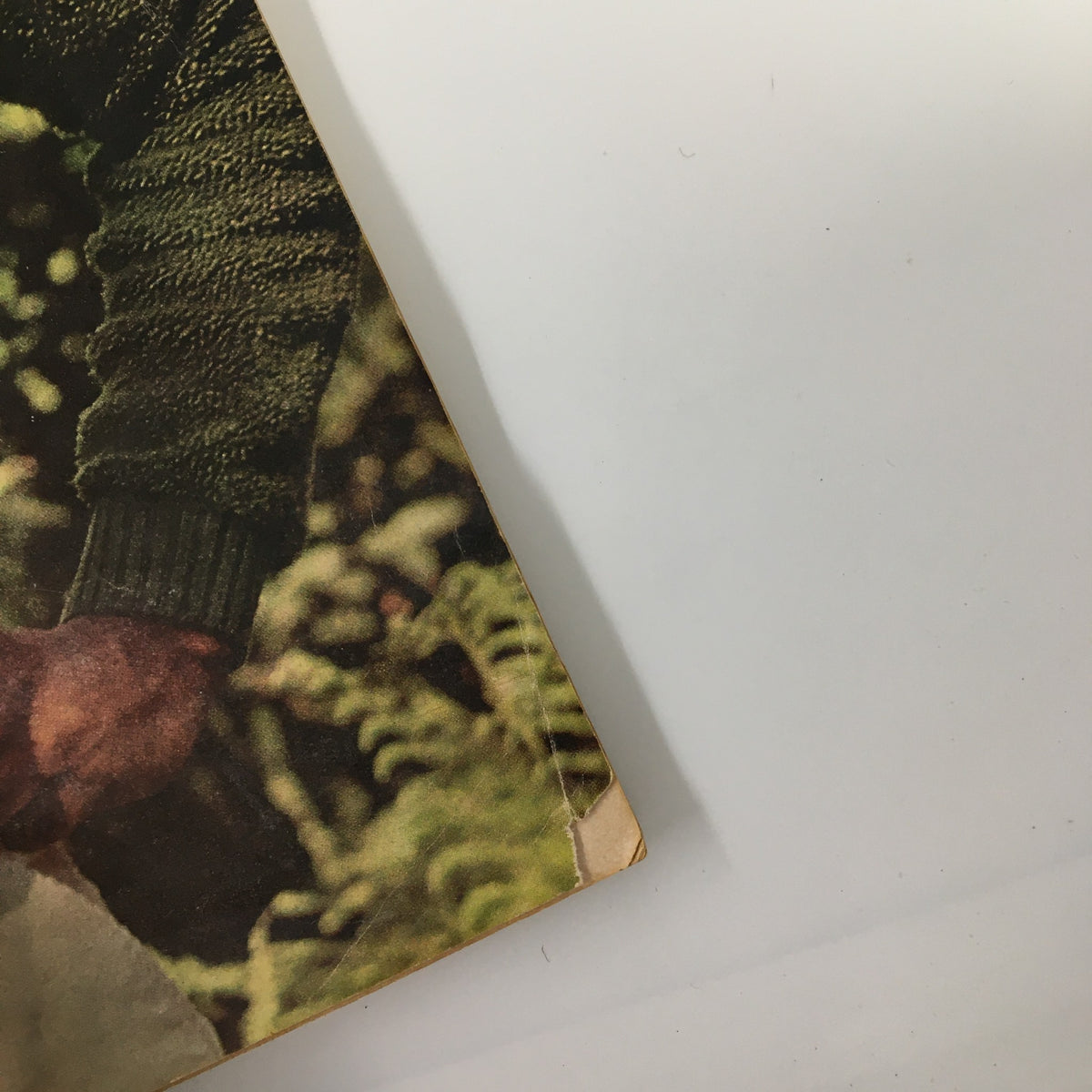 Close-up detail of the corner of Ebony Magazine, Volume 35, Number 6, April 1980, showing the texture and wear typical of vintage magazines.