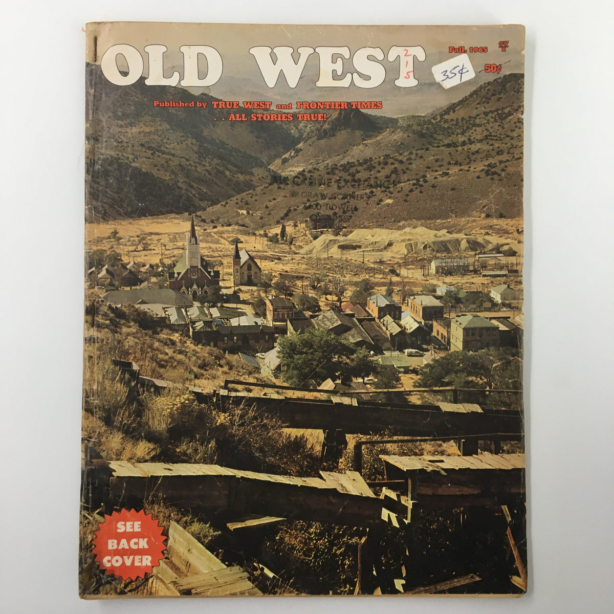 Cover of VTG Old West Magazine Fall 1965 featuring a picturesque Old West landscape, showcasing historical features and a rustic charm.