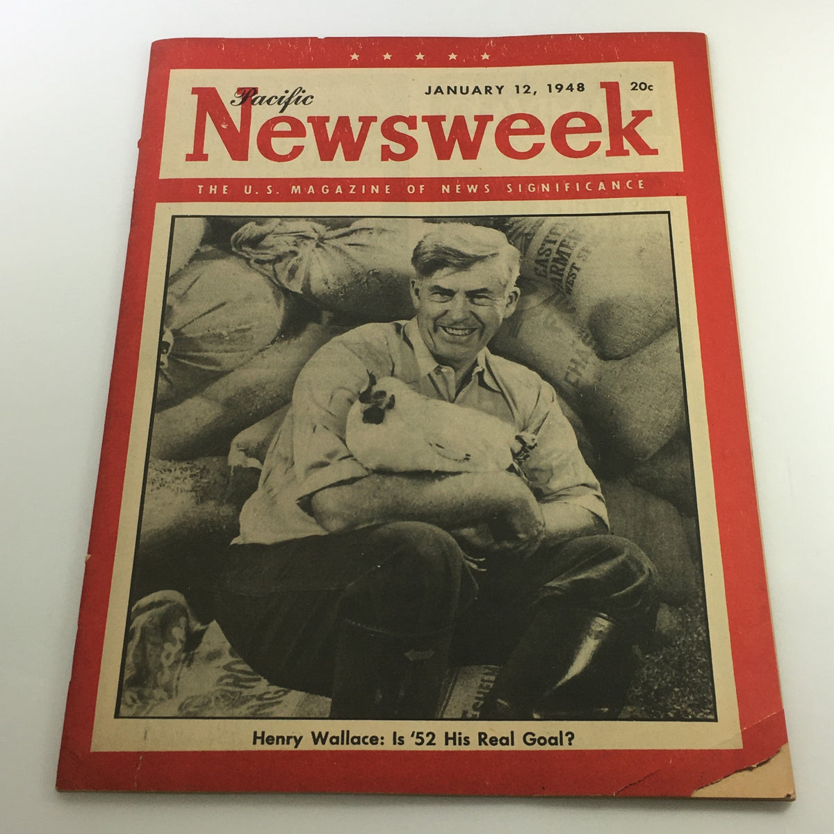 Vintage Newsweek Magazine from January 12, 1948 featuring Henry Wallace on the cover, showcasing a historic snapshot of American journalism.