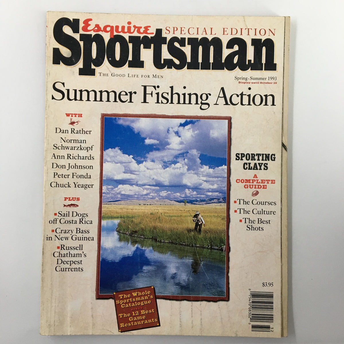 Cover of Esquire Sportsman Magazine Spring 1993 featuring 'Summer Fishing Action' with a scenic image of a fisherman in a field, highlighting outdoor adventure and vintage culture.
