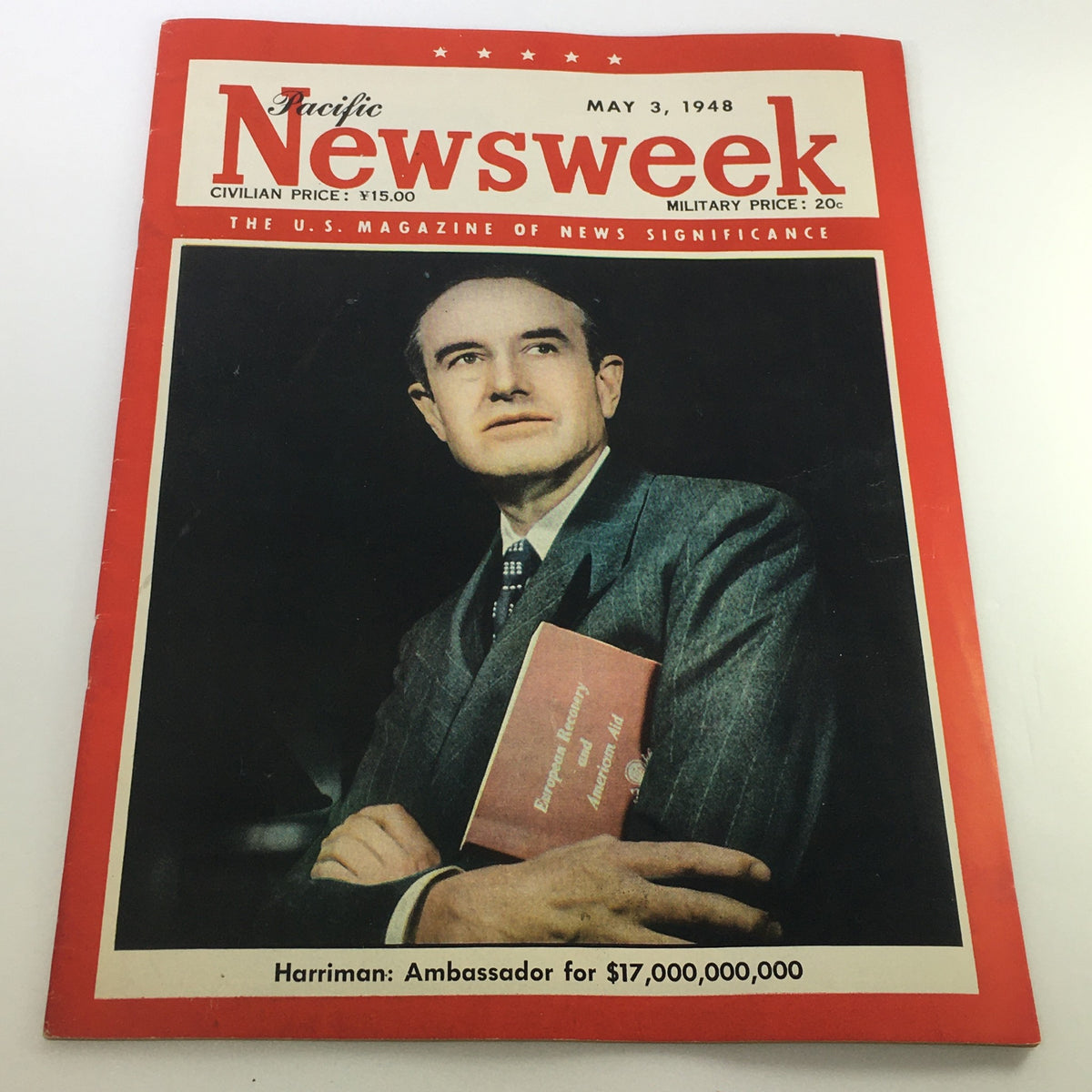 VTG Newsweek Magazine May 3 1948 featuring cover image of William Averell Harriman, highlighted with a red border and text stating 'Ambassador for $17,000,000,000'.