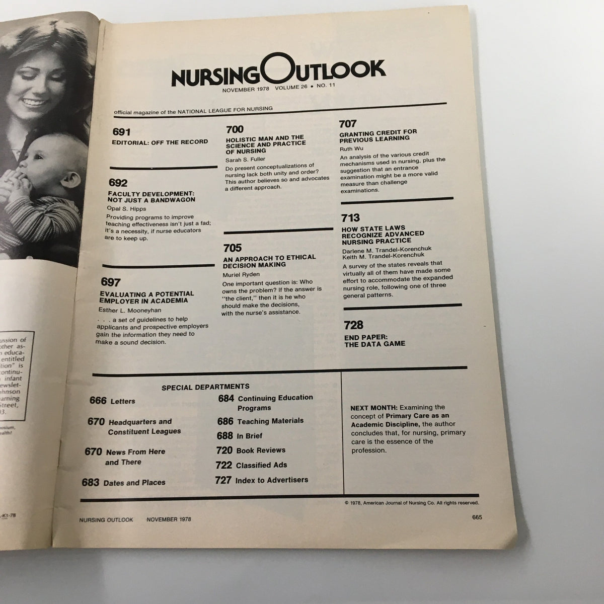 Vintage Nursing Outlook Magazine November 1978 Evaluating A Potential Employer