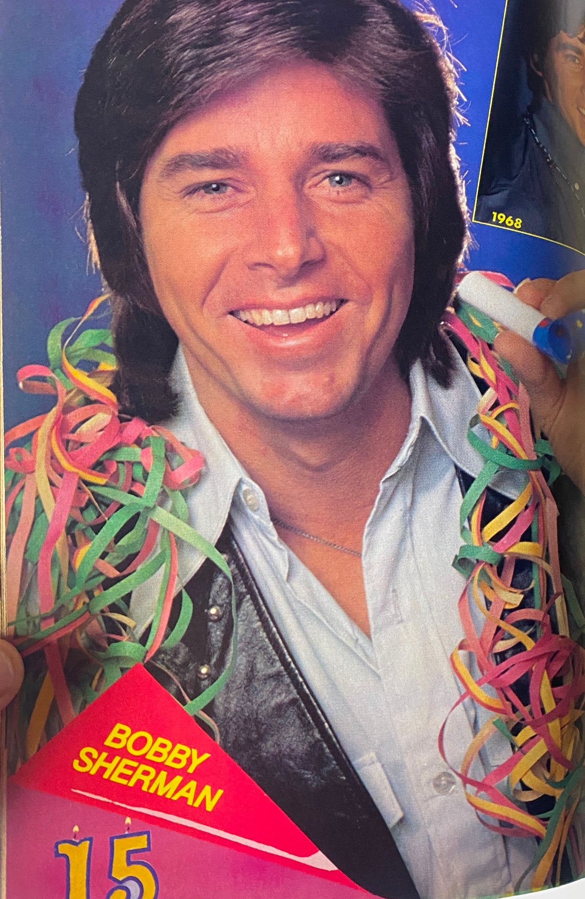 Bobby Sherman graces the pages of Tiger Beat Magazine, September 1980, wearing a lively outfit with colorful decorations, capturing the essence of 1970s teen idol culture.
