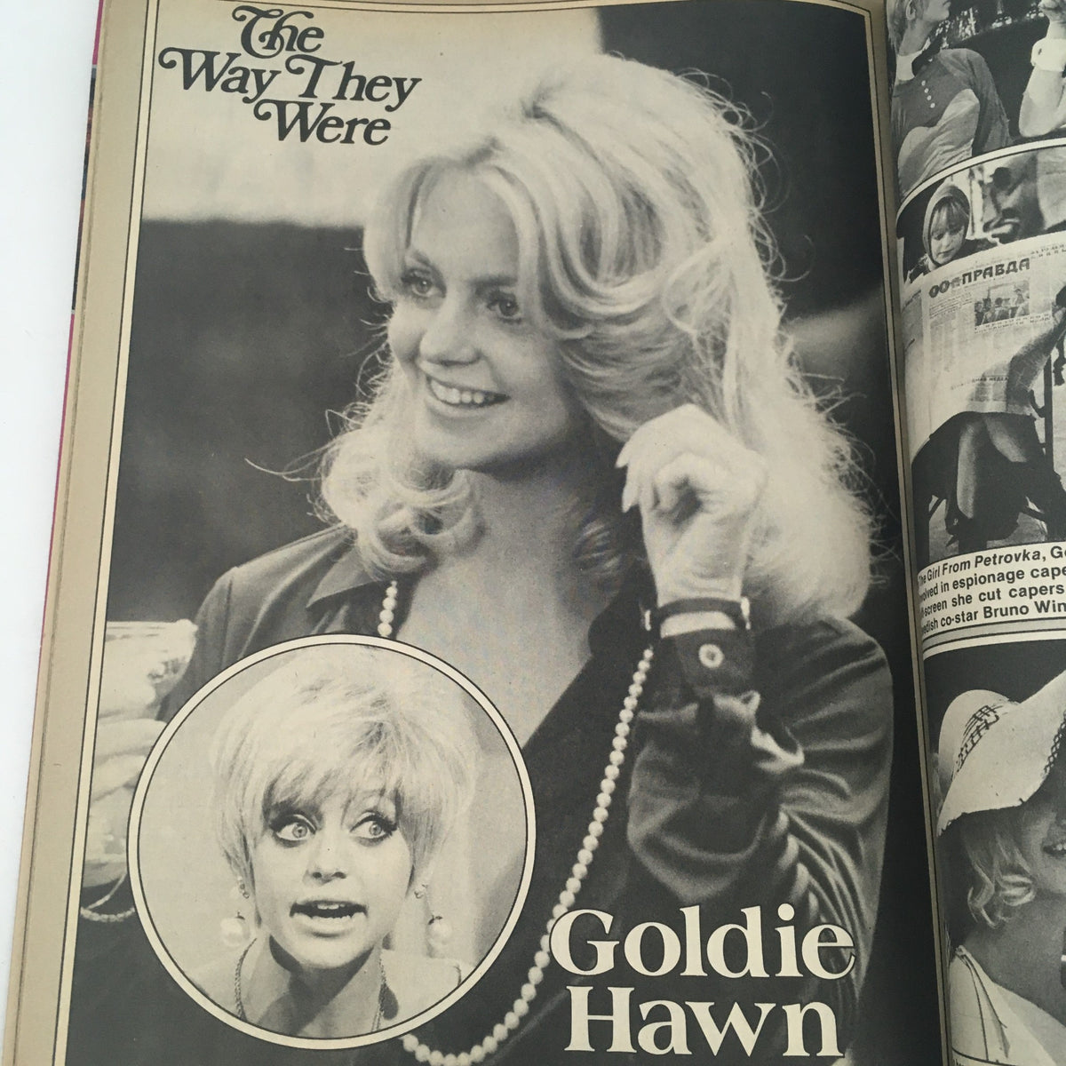 Interior page of Rona Barrett's Gossip October 1978 featuring Goldie Hawn, showcasing a nostalgic moment in 1970s celebrity culture.