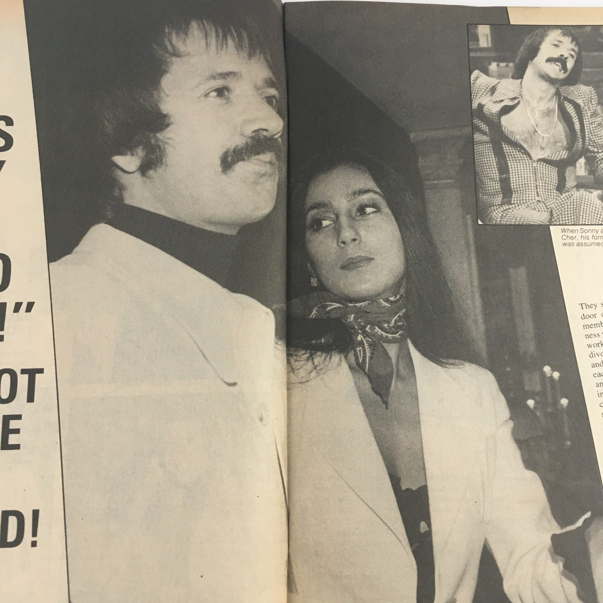 Inside spread of Movie Life Yearbook Magazine #58 showing Cher and Sonny Bono, illustrating their iconic partnership in the entertainment industry.