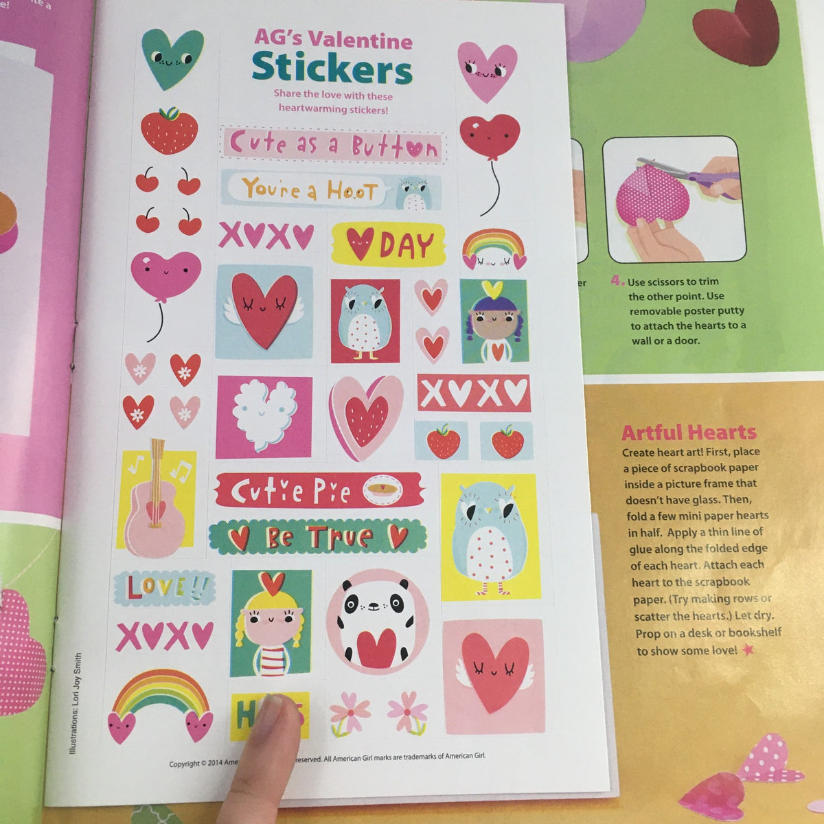 American Girl Magazine January 2014 Heart Crafts To Make, W Sticker No Label