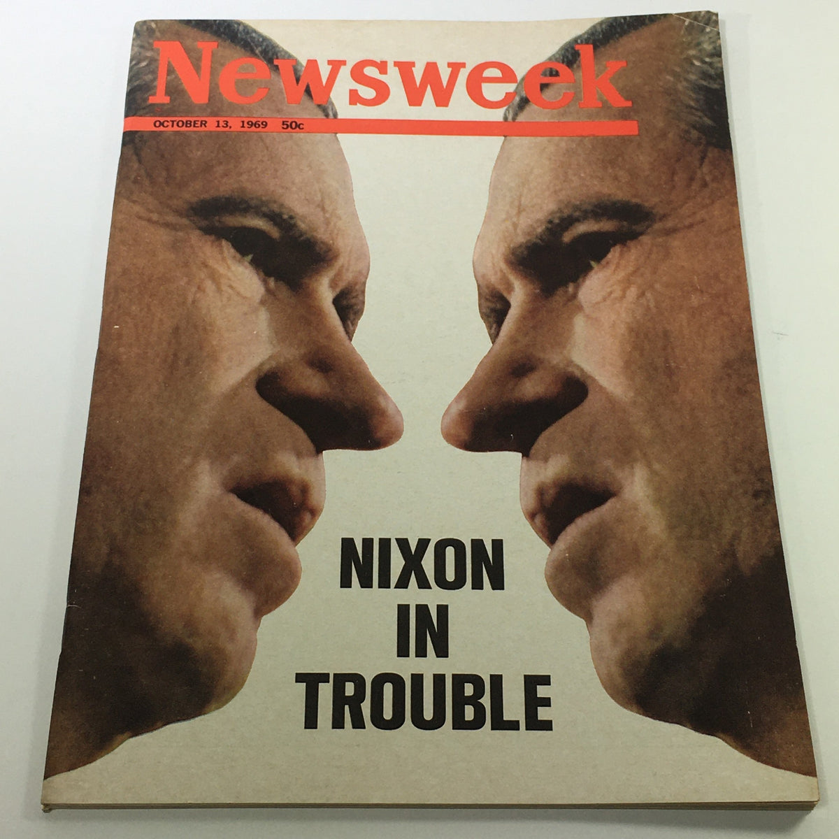 VTG Newsweek Magazine October 13 1969 - Richard Nixon in Trouble cover featuring intense imagery of faces and bold text.