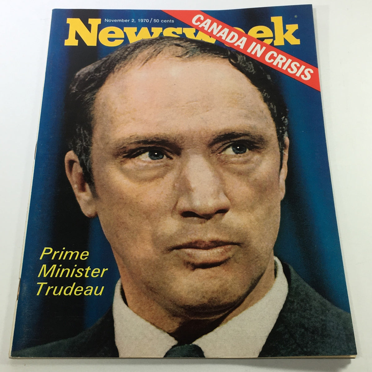VTG Newsweek Magazine November 2, 1970 featuring Prime Minister Trudeau on the cover, highlighting Canada in crisis. Vintage publication ideal for collectors and history enthusiasts.