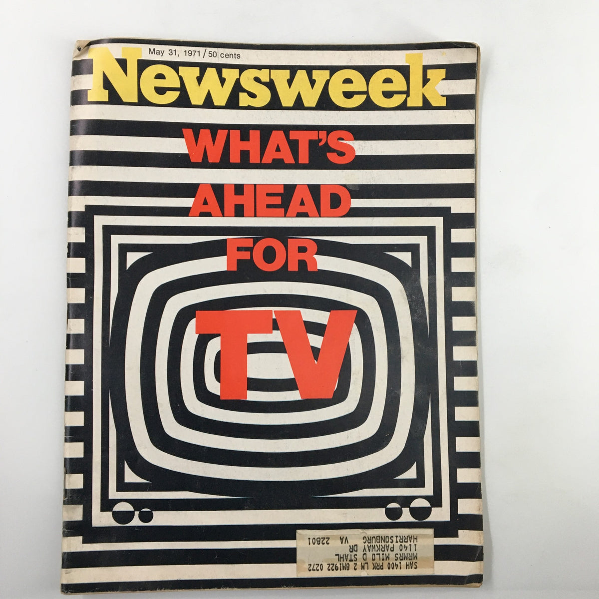 Vintage Newsweek Magazine from May 31, 1971 titled 'What's Ahead for Television' featuring a striking cover design with bold red and black graphics.
