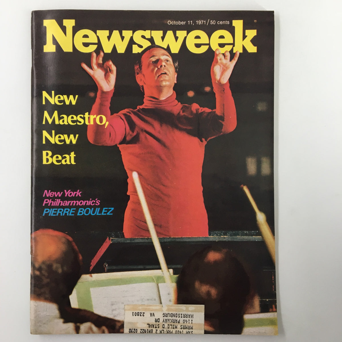 VTG Newsweek Magazine October 11 1971 featuring conductor Pierre Boulez, titled 'New Maestro, New Beat', showcasing classical music highlights and historical insights.