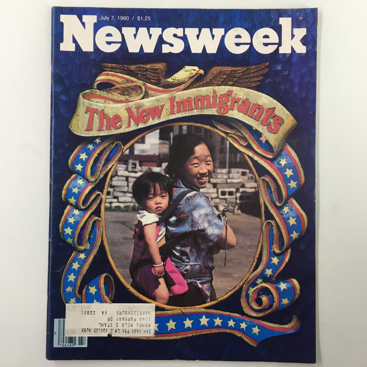 VTG Newsweek Magazine July 7 1980 The New Immigrants Cover Photo featuring a woman holding a child, showcasing themes of immigration and family.