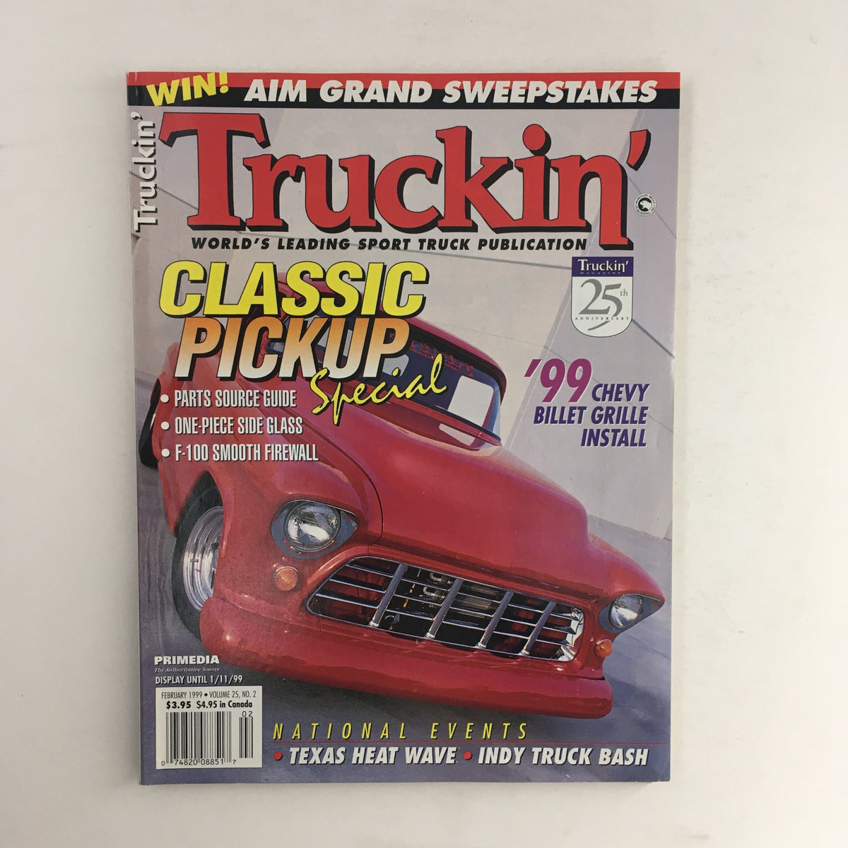 Truckin' Magazine February 1999 Vol 25 #2 Classic Pickup Special cover featuring a classic pickup truck, showcasing automotive history and vintage truck culture.